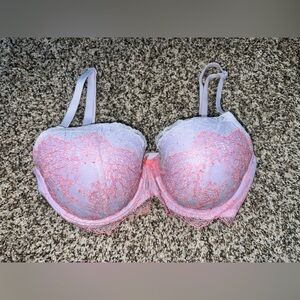 Victoria's Secret Pink and Purple Dream Angels Lined Demi 34DD Lace Bra